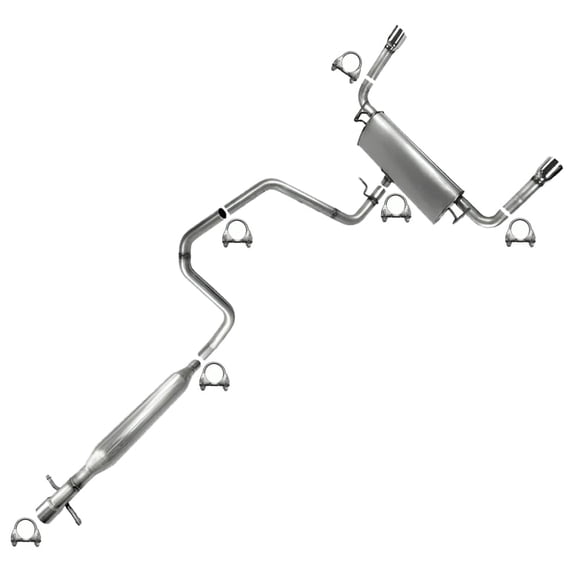 Northeastern Exhaust Resonator, Intermediate Pipe & Muffler Assembly Dual Outlet Fits 2008-2012 Chevrolet Malibu 3.6L - Direct Fit | Stainless Steel System Kit