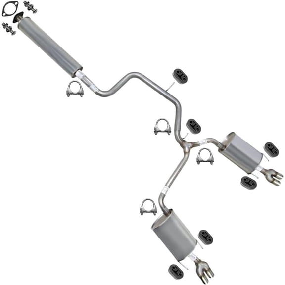 Northeastern Exhaust Resonator, Pipe & Pair of Mufflers Fits 2003-2008 Pontiac Grand Prix 3.8L (Dual Exhaust Only) - Direct Fit | Stainless Steel System Kit