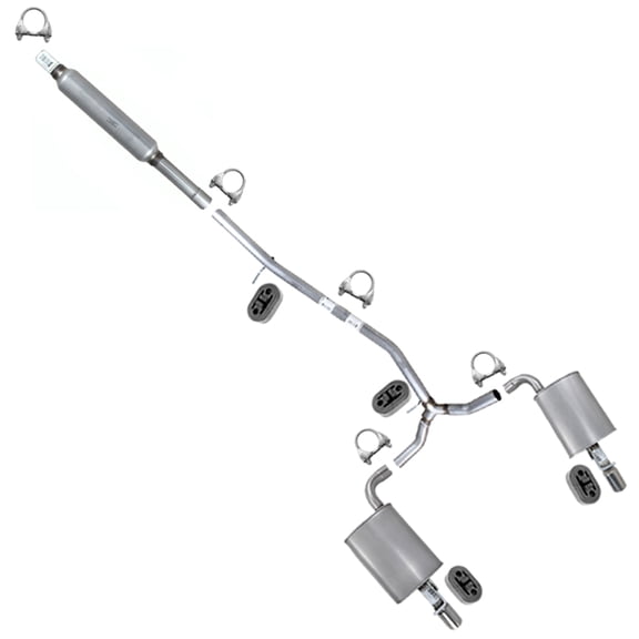 Northeastern Exhaust Resonator and Rear Y Pipe w/ Pair of Mufflers Kit Fits 2016–2019 Ford Explorer 3.5L Direct Fit | Stainless Steel