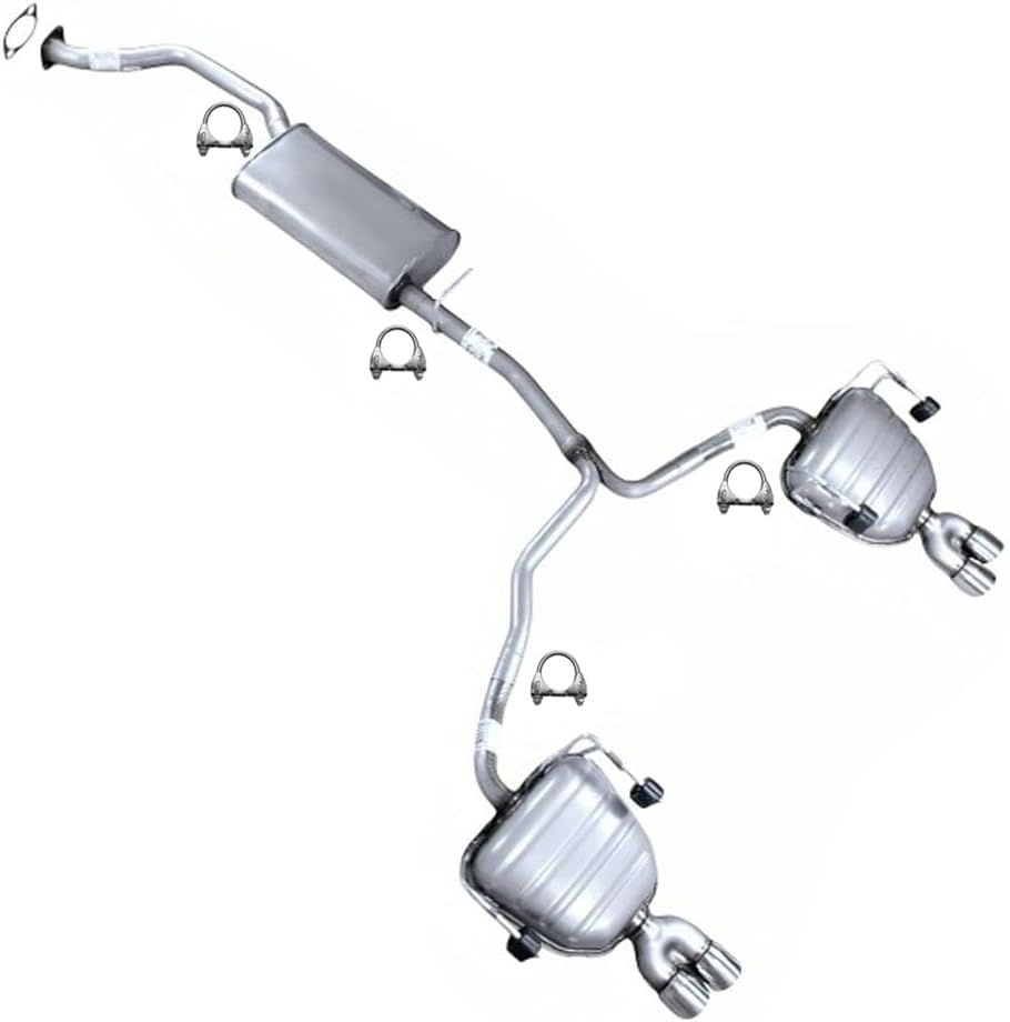 Northeastern Exhaust | Stainless Steel Intermediate Pipe, Muffler, Y-Pipe & Pair of Resonators Exhaust System Kit Fits 2013-2017 Chevrolet Traverse 3.6L Dual Exhaust SUV - Direct Fit