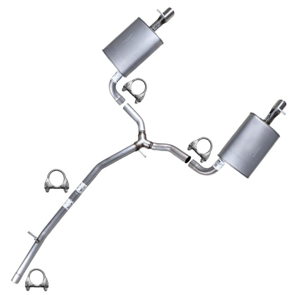 Northeastern Exhaust Intermediate Pipe & Pair of Mufflers Fits 2012-2015 Ford Explorer 2.0L - Direct Fit | Stainless Steel System Kit