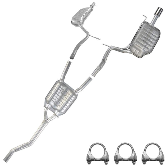 Northeastern Exhaust | Stainless Steel Resonator Pipe & Muffler Exhaust System Kit Fits Audi A4 Quattro 20052009 2.0L | Direct-Fit Automotive Replacement Part