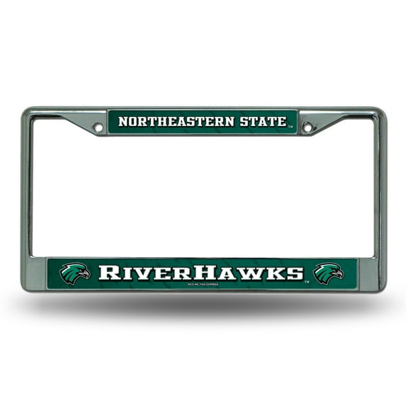 Northeastern State Riverhawks Chrome Metal License Plate Frame