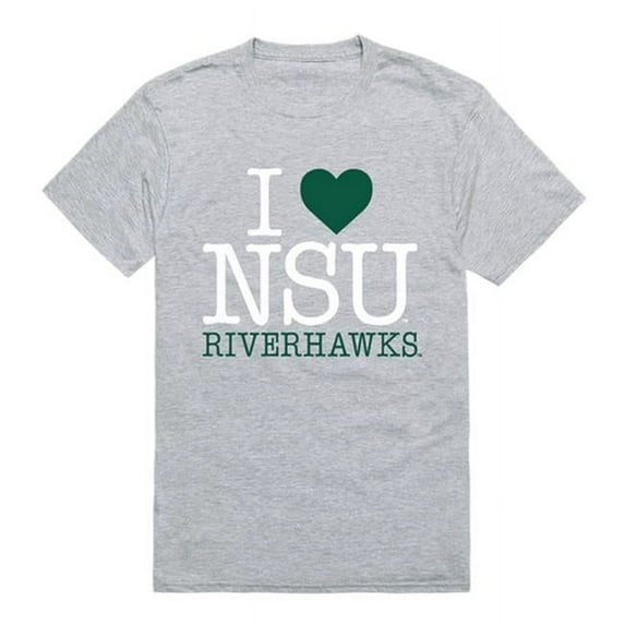 Northeastern State University I Love T-Shirt, Heather Grey - Medium