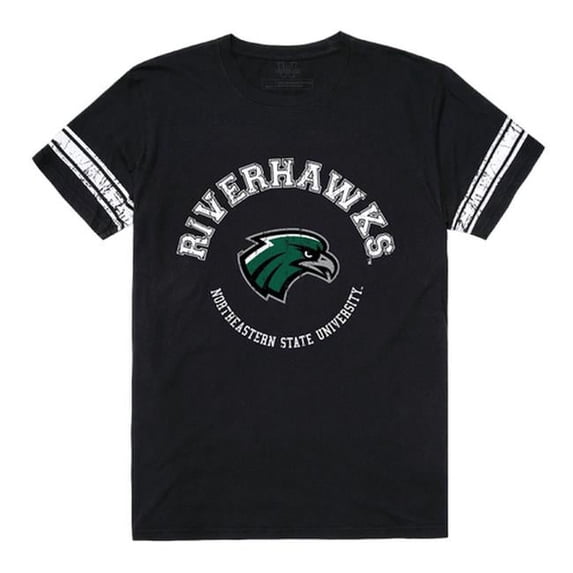 Northeastern State University Men Football T-Shirt, Black & White - Medium