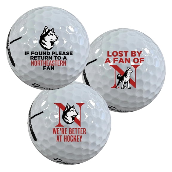 Northeastern University Huskies Edition Funny Taylormade Distance+ Golf Balls 12-Pack (Dozen)