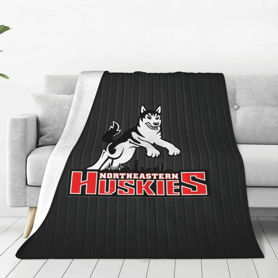 Northeastern University Logo Fleece Blanket, Very Soft Microfiber Flannel Blanket for Couch Warm and Cozy for All Seasons, Star Background
