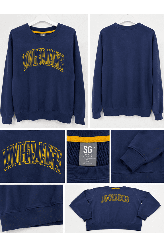 Northern Arizona Lumberjacks Crewneck Sweatshirt – Navy Blue & Gold (XXL)