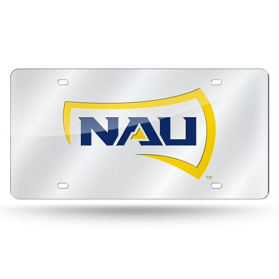 Northern Arizona University Lumberjacks Premium Laser Cut Tag License Plate, Mirrored Acrylic Inlaid, 12x6 Inch
