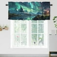 thumbnail image 1 of Northern Aurora Printed Window Curtains Valances Night Starry Sky Winter Mountain Lake Landscape Window Valance for Living Room Bedroom, Kitchen Valance Rod Pocket Window Curtain 54 by 18 in, 1 Panel, 1 of 6
