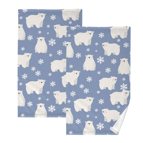 Northern Bear Snow Flower Cotton Towel Set Face Hand Towels 2 Pack Soft Absorbent 16x28in