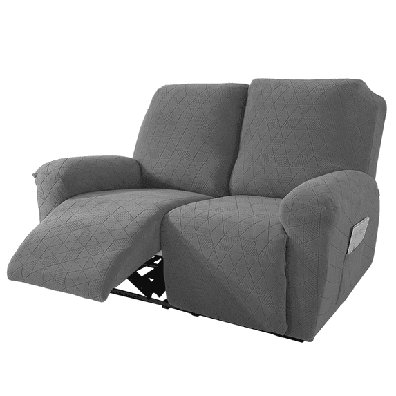 Northern Brothers 6-Piece Stretch Recliner Slipcovers, #4 Jacquard, Fits 2-Seater, Light Gray