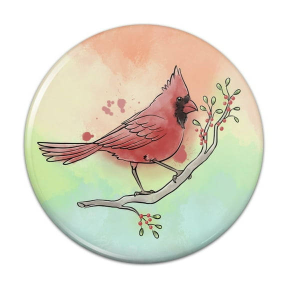 Northern Cardinal Watercolor Northeastern Bird Pinback Button Pin
