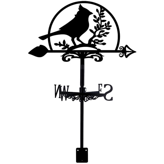 Northern Cardinal Weathervane Wrought Iron Wind Vane Bird Animal Metal Weather Vane Roof Garden Direction Sign Weathercock Outdoor