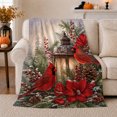 thumbnail image 1 of Northern Cardinal Winter Lantern Scene Festive Serene, Festive Holiday Scene, Warm Flannel Blanket for Cabin and Lodge, Art Lovers Housewarming Gift, Festive Home Decor, 1 of 9