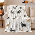 thumbnail image 1 of Northern Dogs And Portraits Among Delicate Snowflakes, Soft Flannel Blanket with Naturalistic Watercolor Illustration Print, Housewarming Gift and Home Decor for Bedroom and Living Room, 1 of 7