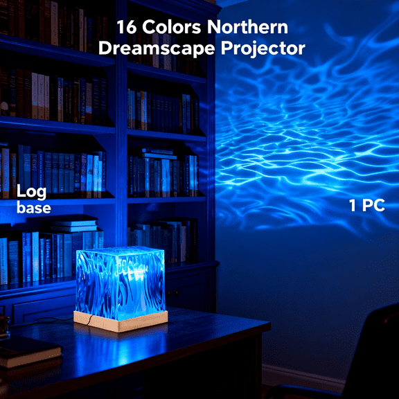 Northern Dreamscape Projector, 2026 New16 Color Aurora Light Projector, Mood Lighting for Bedroom, Perfect Christmas Gifts for Teens, Aurora Lamp for Decoration (Remote Control,Log base)