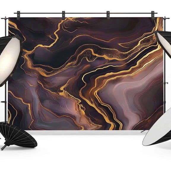 Abstract Marble Texture Backdrop for Photography, Purple Gold Waves Art Photo Backdrop Portrait Background Party Banner Photo Backgrounds for Studio Booth Props, 10x8ft