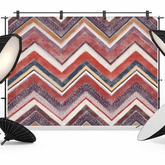 Northern Europe Backdrop for Photography, Red Geometric Wave Stripes Photo Backdrop Portrait Background Party Banner Photo Backgrounds for Studio Booth Props, 10x8ft