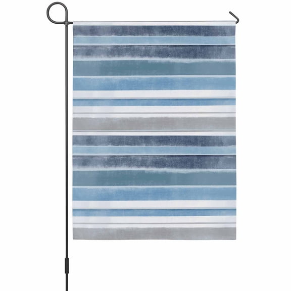 Northern Europe Garden Flag 12 x 18 Inches, Blue Vintage Stripes Weather Proof Outdoor Patio Flags Double Sided Small Garden Decoration for Yard Outside Home