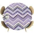 thumbnail image 1 of Northern Europe Round Fitted Table Cover Purple Geometric Wave Stripes Waterproof Table Cloth with Elastic Edge Wipeable Tablecloth for Picnic Camping Party Fits 55"-60" Diameter, 1 of 8