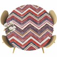 thumbnail image 1 of Northern Europe Round Fitted Table Cover Red Geometric Wave Stripes Waterproof Table Cloth with Elastic Edge Wipeable Tablecloth for Picnic Camping Party Fits 36"-44" Diameter, 1 of 8