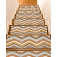 thumbnail image 1 of Northern Europe Stair Treads Non Slip for Steps Orange Geometric Wave Stripes 4 Pcs Reusable Adhesive Stair Runner Mats for Dogs Elders Carpet Treads Rugs for Staircase 8x30 In, 1 of 7