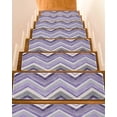 thumbnail image 1 of Northern Europe Stair Treads Non Slip for Steps Purple Geometric Wave Stripes 4 Pcs Reusable Adhesive Stair Runner Mats for Dogs Elders Carpet Treads Rugs for Staircase 8x30 In, 1 of 7