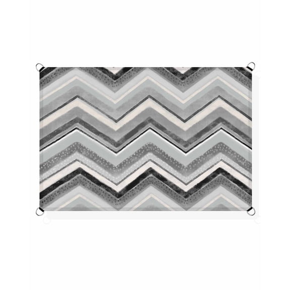 Northern Europe Sun Shade Sail 12'X16' Grey Geometric Wave Stripes UV Block Outdoor Sail Shades Breathable Waterproof Rectangular Sunshade for Patio Garden Pool Pergola Porch