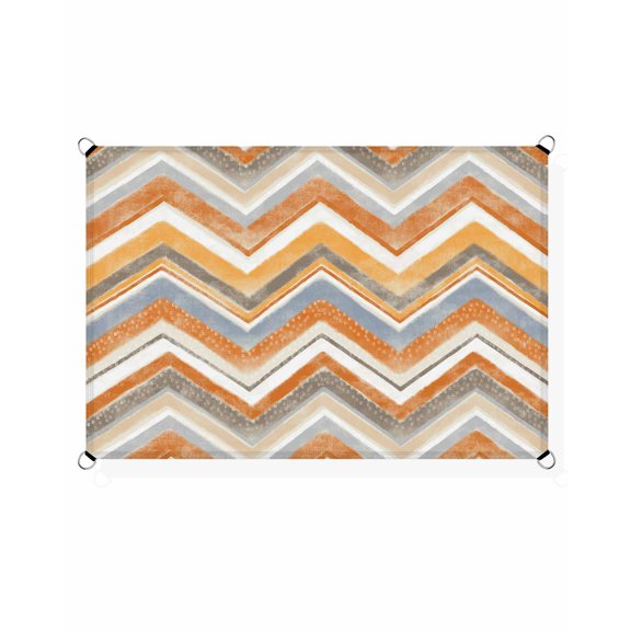 Northern Europe Sun Shade Sail 12'X16' Orange Geometric Wave Stripes UV Block Outdoor Sail Shades Breathable Waterproof Rectangular Sunshade for Patio Garden Pool Pergola Porch