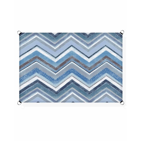 Northern Europe Sun Shade Sail 14'X18' Blue Geometric Wave Stripes UV Block Outdoor Sail Shades Breathable Waterproof Rectangular Sunshade for Patio Garden Pool Pergola Porch