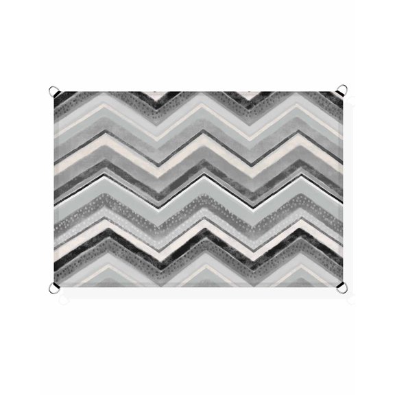 Northern Europe Sun Shade Sail 6.5'X10' Grey Geometric Wave Stripes UV Block Outdoor Sail Shades Breathable Waterproof Rectangular Sunshade for Patio Garden Pool Pergola Porch