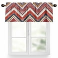 thumbnail image 1 of Northern Europe Valances for Windows, 54 x 18in, Red Geometric Wave Stripes Rod Pocket Kitchen Valance Curtain Light Filtering Window Treatments for Living Room Bedroom, 1 Panel, 1 of 7