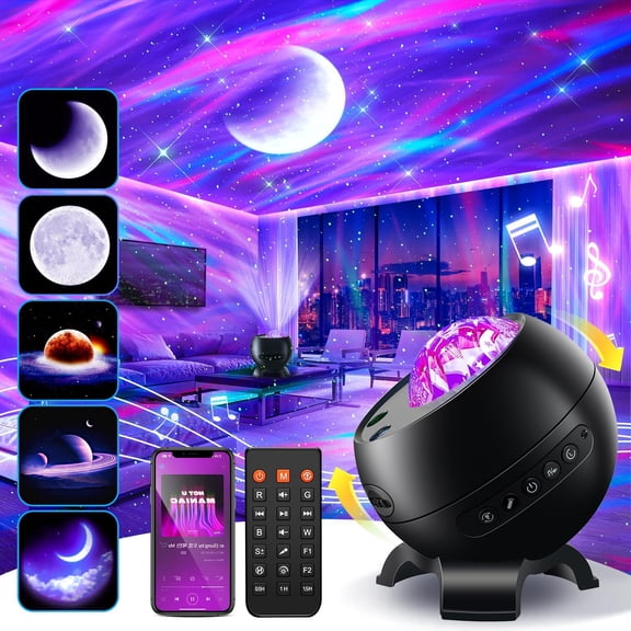 Northern Galaxy Light Projector, 300+Modes & 5 Films Star Projector, 15 White Noise & Bluetooth Moon Galaxy Projector, Teen Girl Gifts Trendy Stuff, Gifts Star Lights for Ceiling, Bedroom Decor