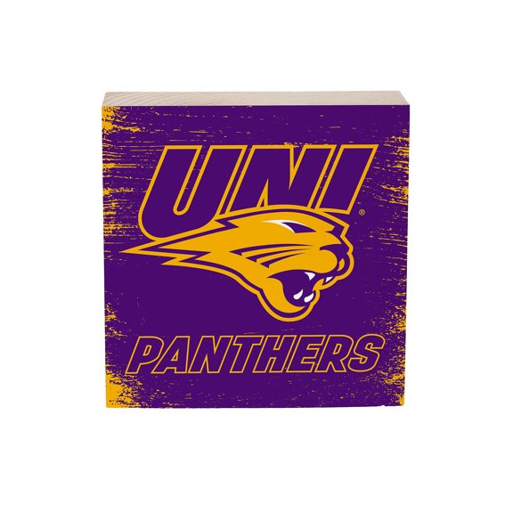 Northern Iowa Panthers 6" Square Fan Chant Wood Block Shelf Sign