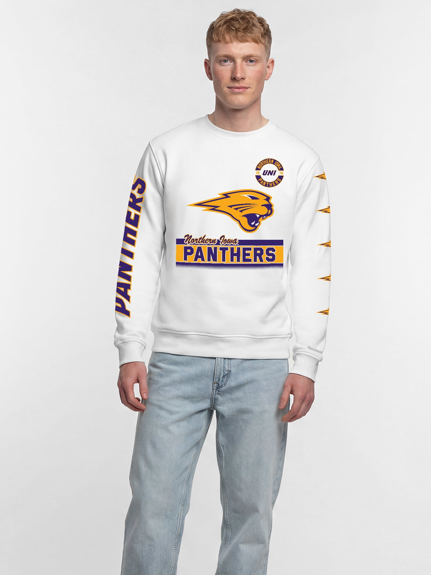 Northern Iowa Panthers Reebok Mens White Crew Sweatshirt