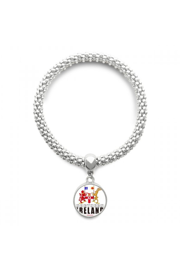 Northern Ireland Logo Map Flag Sliver Bracelet Pendant Jewelry Chain Adjustable Bangle