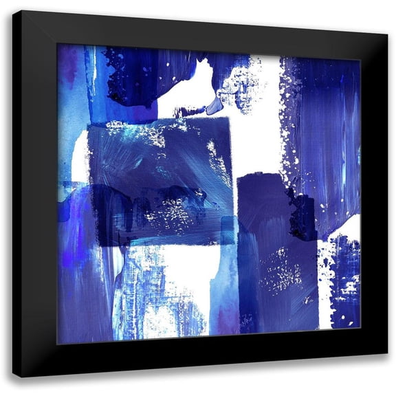 Northern Lights 12x12 Black Modern Framed Museum Art Print Titled - Indigo Abstract II