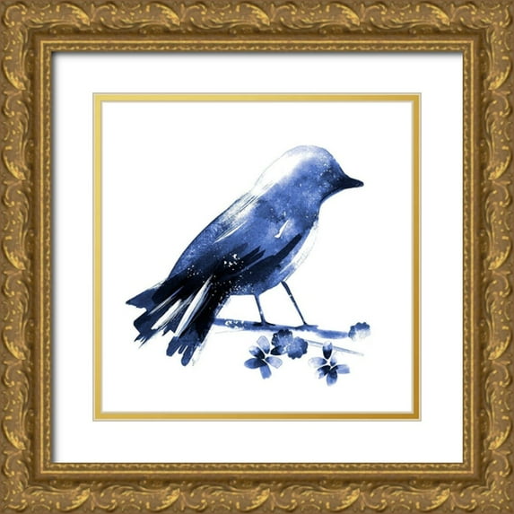 Northern Lights 12x12 Gold Ornate Wood Framed with Double Matting Museum Art Print Titled - Watercolor Chickadee II