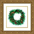 thumbnail image 1 of Northern Lights 15x15 Gold Ornate Wood Framed with Double Matting Museum Art Print Titled - Christmas Hinterland V-Wreath, 1 of 4