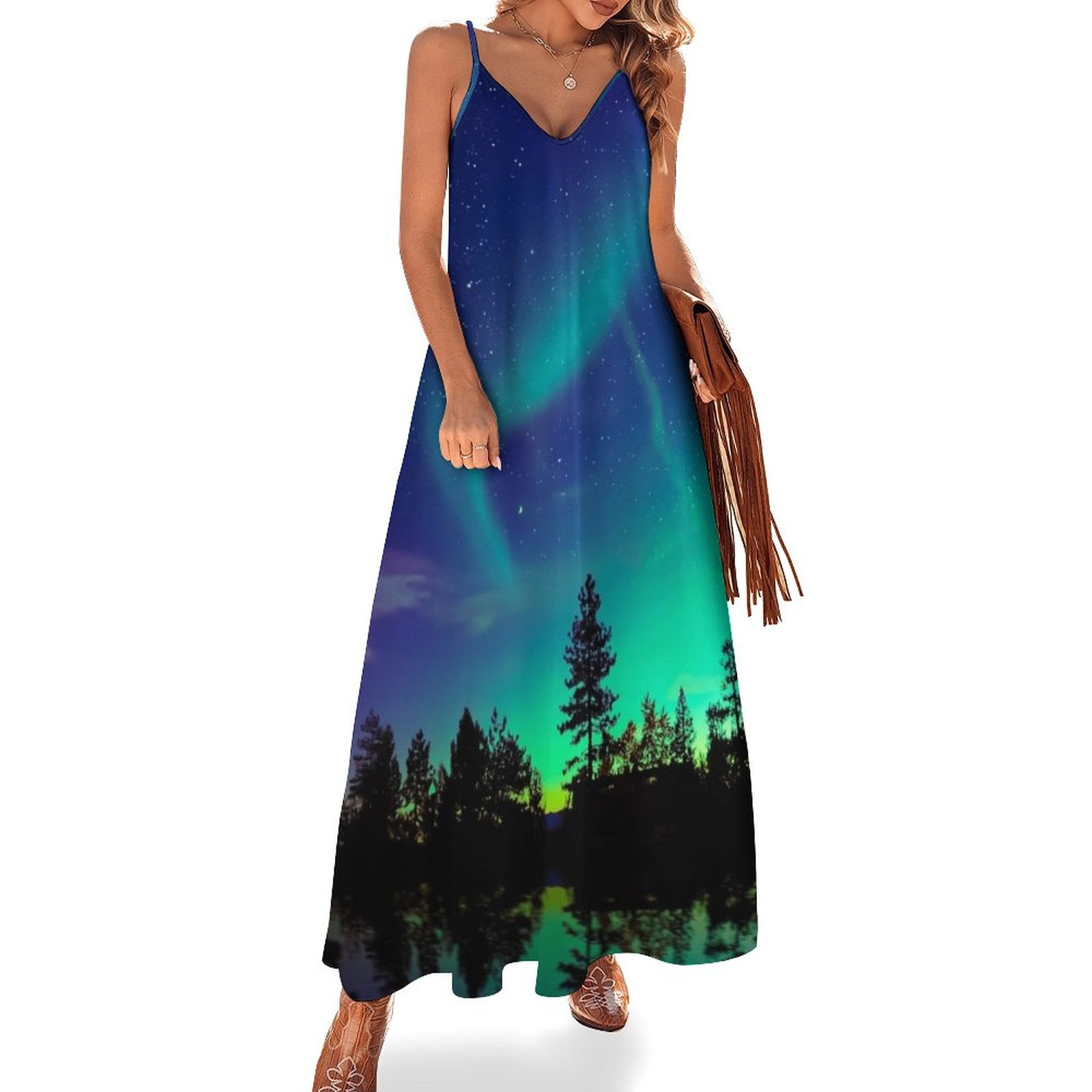 green emerald velvet dress Sound Activated Fiber Optic Sundress main image 1