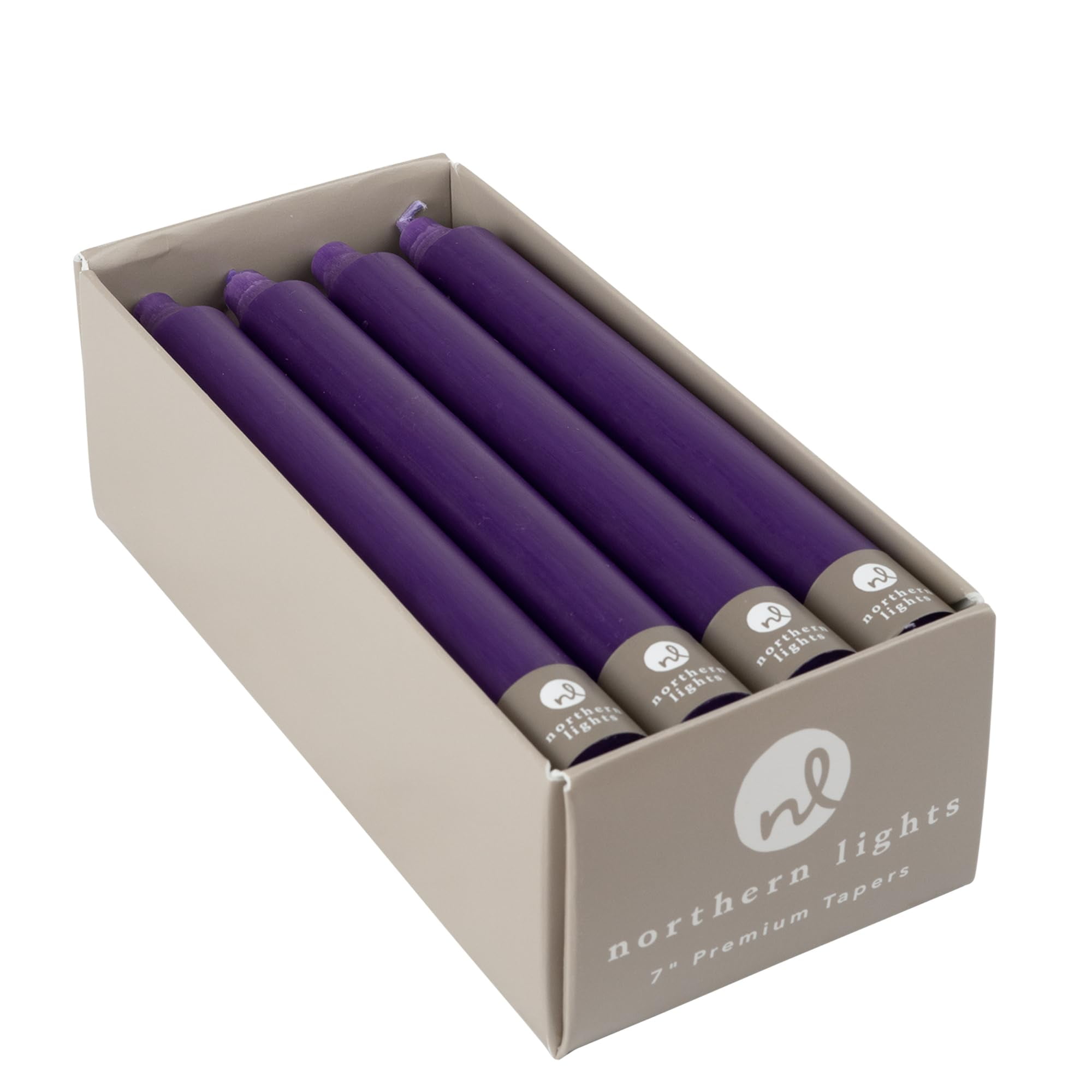 Northern Lights 71730 Candle Tapers 12 Pack, Purple, 7-inch High