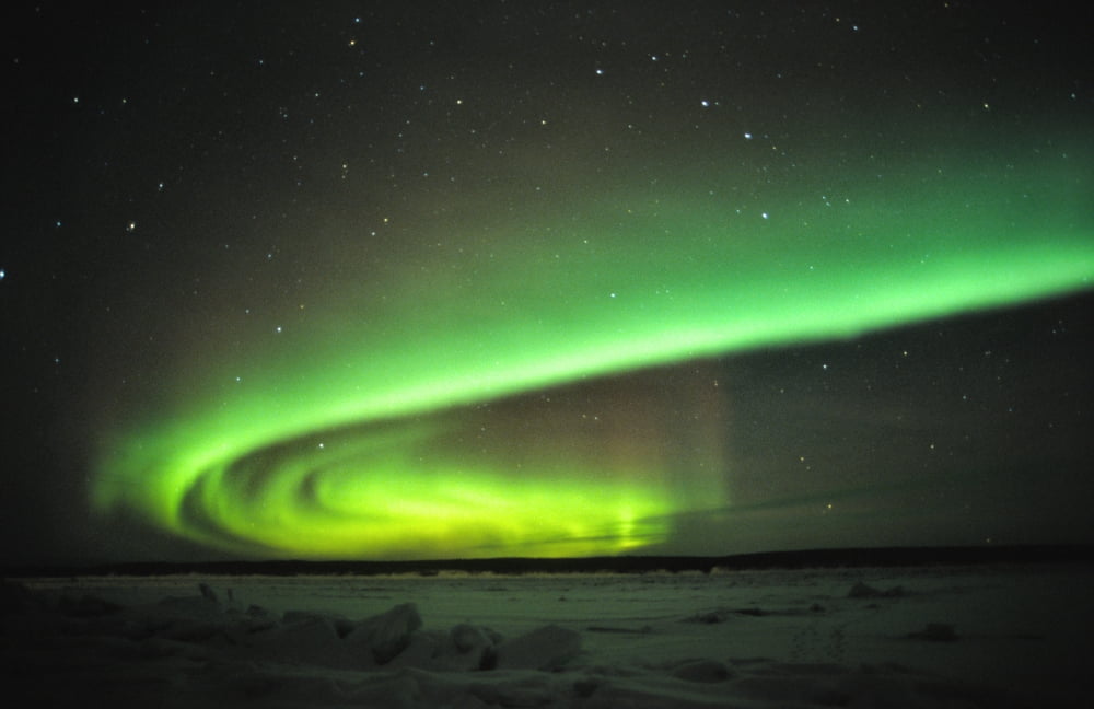 Northern Lights Across The Mackenzie River In Fort Simpson Nwt Canvas Art - Robert Postma Design Pics (18 x 12)