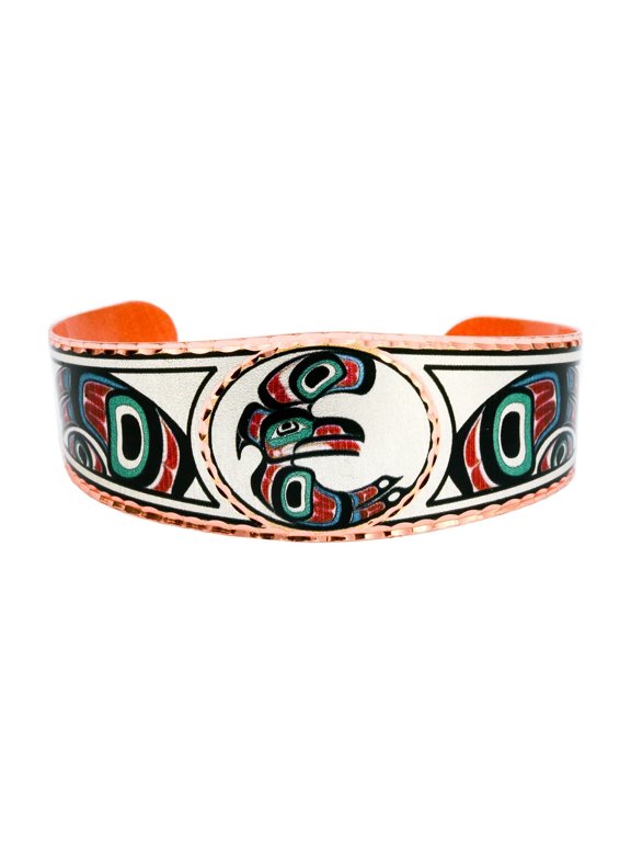 Northern Lights Alaskan Native Jewelry Totem Bracelets/West Coast Haida Totem Jewelry/Ravin/Butterfly/Hummingbird/Bears (EagleCuff)