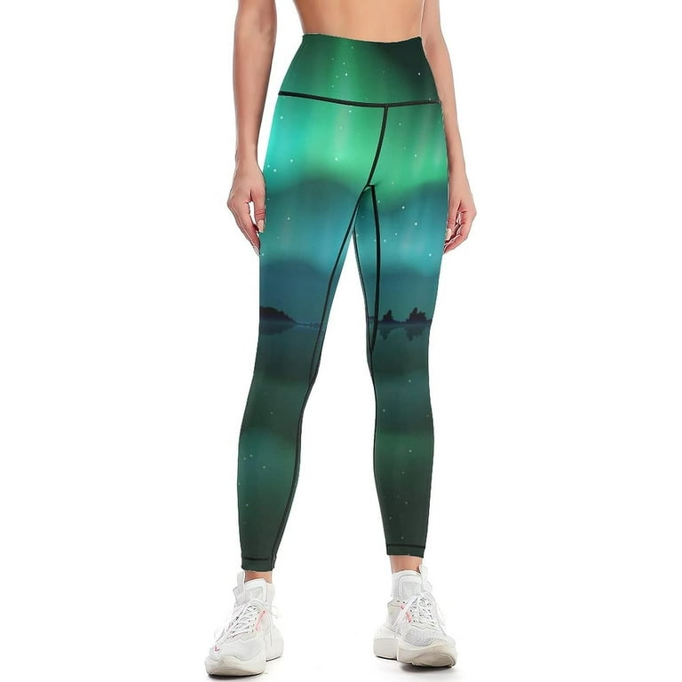 Northern Lights Aurora Borealis Women's Yoga Pants High Waist Tummy Control Leggings  Sports Trousers 