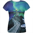 thumbnail image 1 of Northern Lights Aurora Lighthouse All Over Womens T Shirt Multi SM, 1 of 2