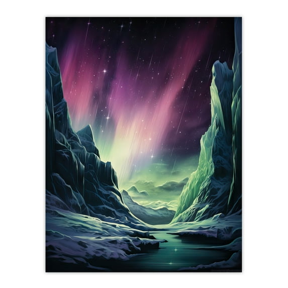 Northern Lights Borealis Artwork Antarctica Southern Aurora Australis Large Wall Art Poster Print Thick Paper 18X24 Inch