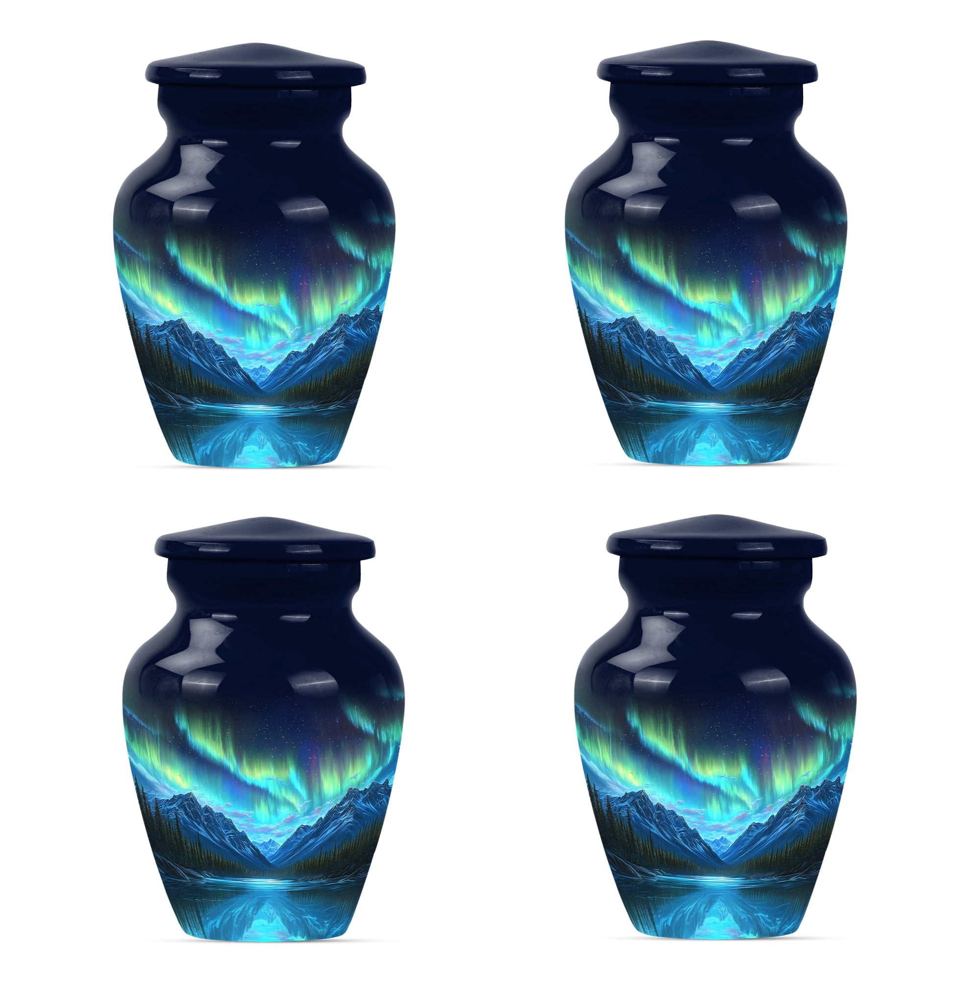 Northern Lights Burial Urns for Human Ashes Adult Male, Urn for Ashes for Women, Mini Urns for Ashes, Urn for Ashes for Women(Size - 3inch, 4 Pcs)