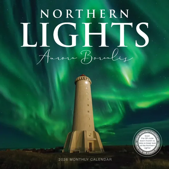 Northern Lights Calendar 2026 | 12" x 24" Aurora Borealis Wall Calendar | 16 Month Edition | Marble City Press