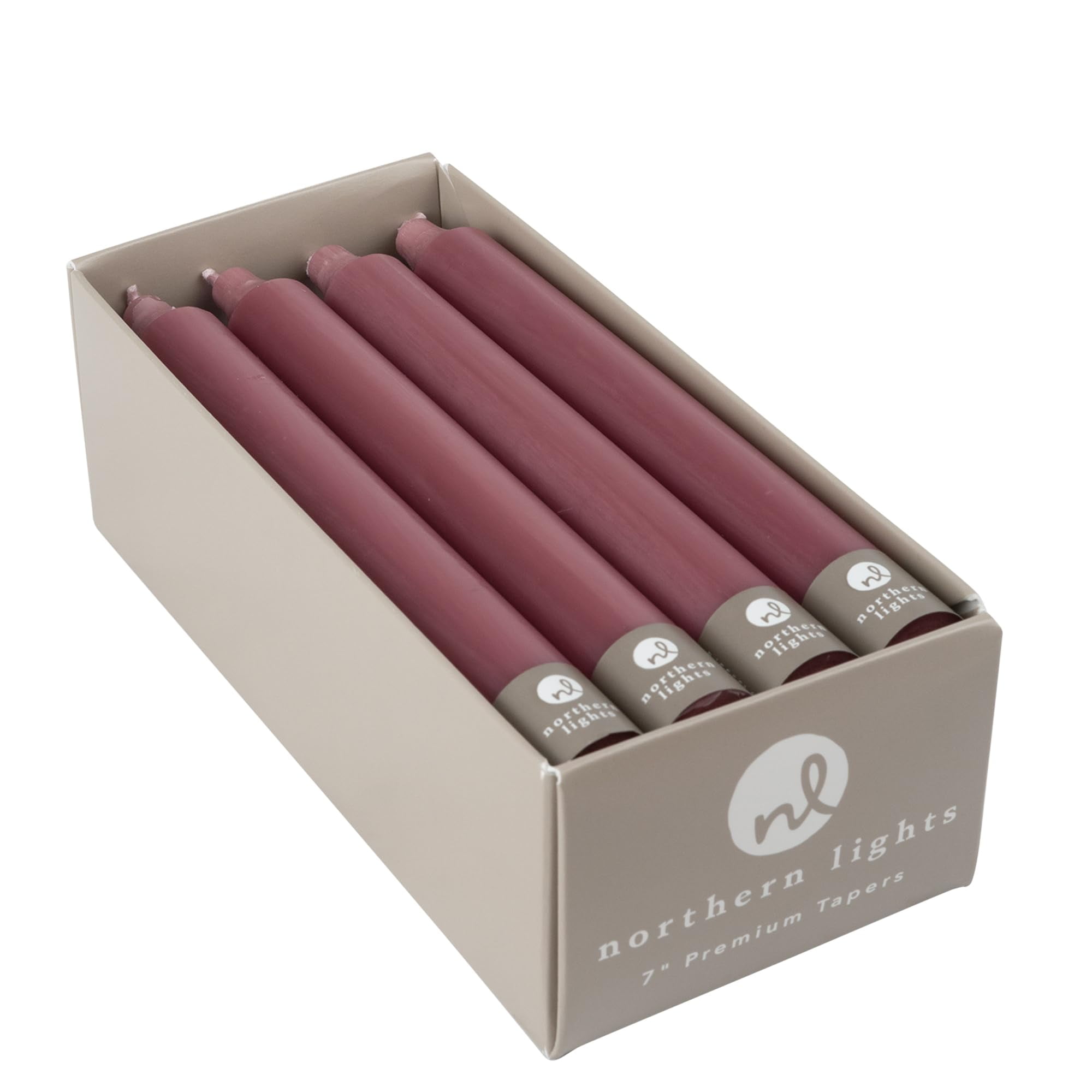 Northern Lights Candles Candlestick Set 7" Tapers 12 Pack (Rosewood